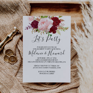 Invitation Red Tropical et romantique Faisons la fête