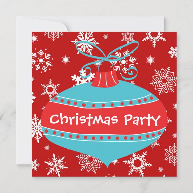 Invitation Red Turquoise Blue Retro Noël (Devant)