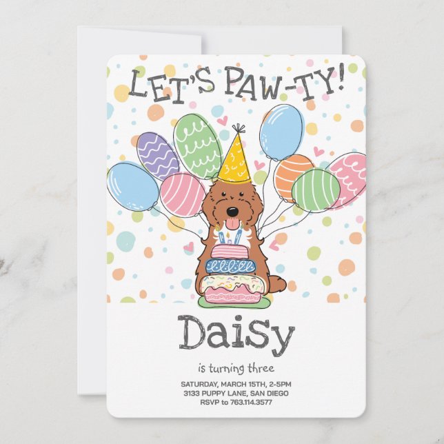 Invitation Red Tuxedo Cockapoo Cavapoo fête d'anniversaire de (Devant)