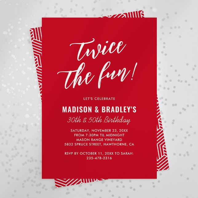 Invitation Red Twin The Fun Joint Birthday Party (Créateur téléchargé)