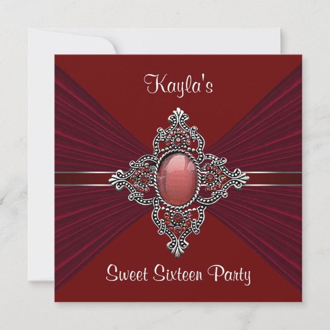 Invitation Red Velvet Sweet 16 Anniversaire (Devant)
