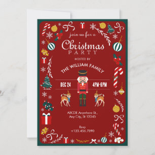 Invitation Red Vintage Winter Nutcracker Noël