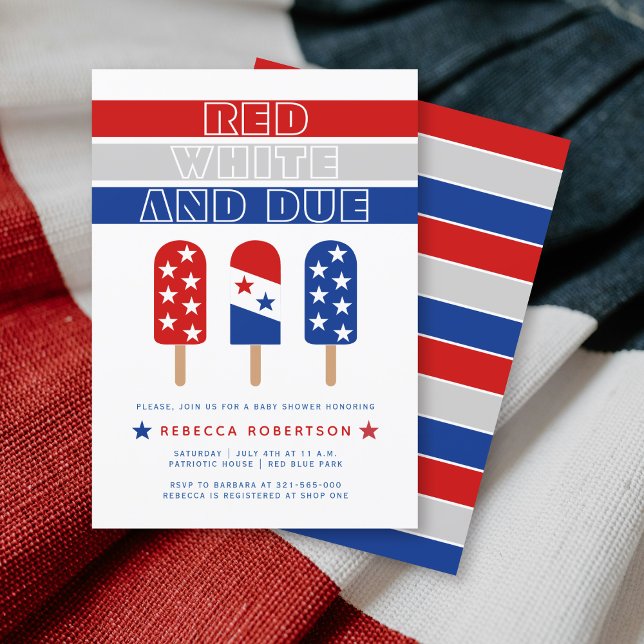 Invitation Red White 4 juillet glace pop baby shower (Créateur téléchargé)