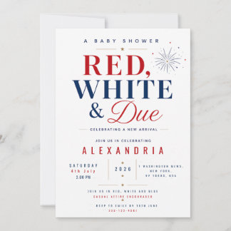 Invitation Red White and Due 2026 Gender Neutral Baby Shower