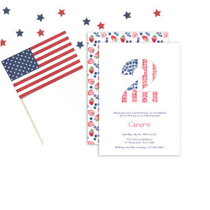Invitation Red White Blue Outdoors Pique-nique 2ème fête d'an