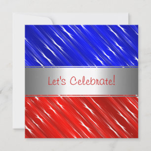Invitation Red White Blue Stars Abstrait Party Event Invitati