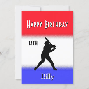 Invitation Red White Blue Stripe Baseball fête d'anniversaire