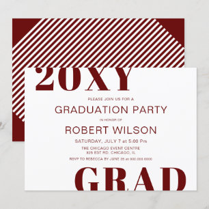 Invitation Red White Bold Typographie Parti de graduation Inv