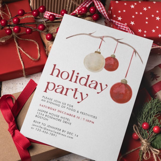 Invitation Red White Christmas Balls (Créateur téléchargé)