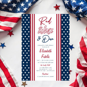 Invitation Red White & Due Stars 4 juillet Baby shower