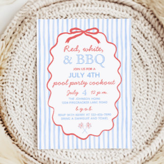 Invitation Red White et BBQ 4 juillet Party