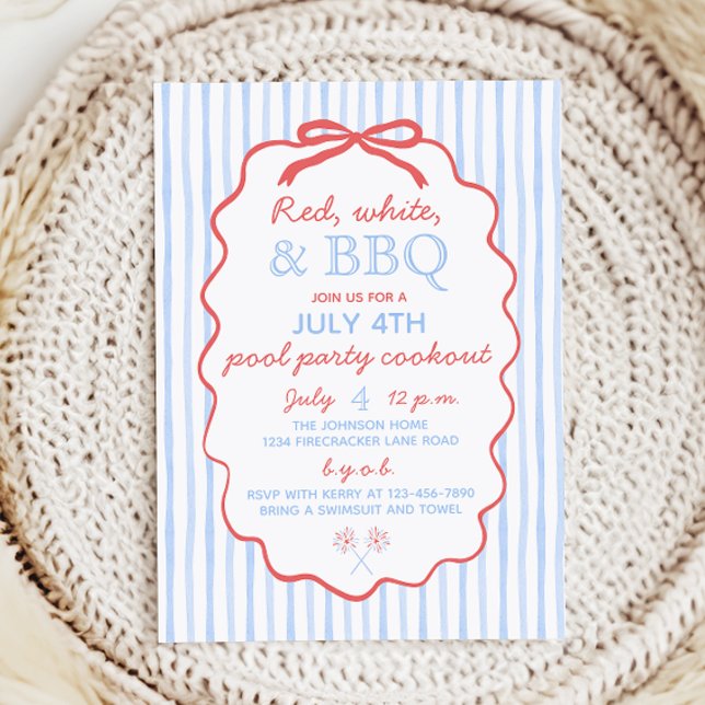 Invitation Red White et BBQ 4 juillet Party (Créateur téléchargé)