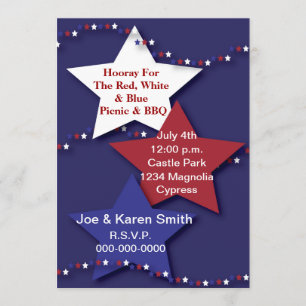 Invitation Red, White et Blue Stars