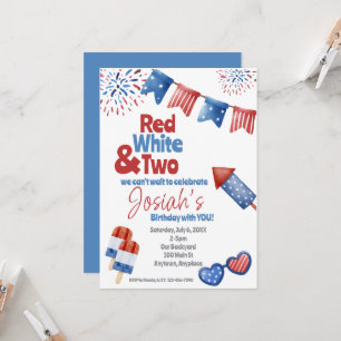 Invitation Red White et deux Anniversaire