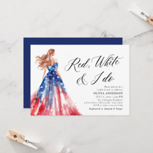 Invitation Red White et je fais l'épouse 4 juillet Fête des m