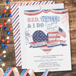 Invitation Red White et je fais Vintage Couple Douche