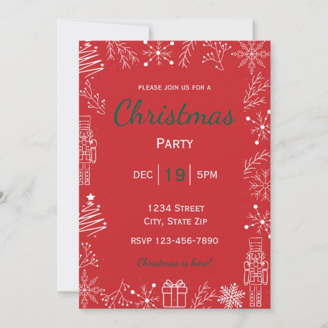 Invitation Red & White Holiday | Glam moderne (Devant)