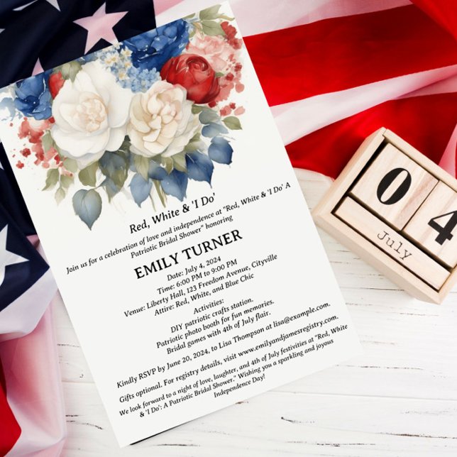 Invitation Red White & I Do 4 juillet Fête des mariées (Créateur téléchargé)