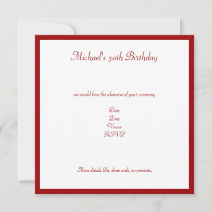 Invitation Red & White Retro Stripes Birthday Party