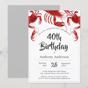 Invitation Red White Seafood Boil Custom Anniversaire