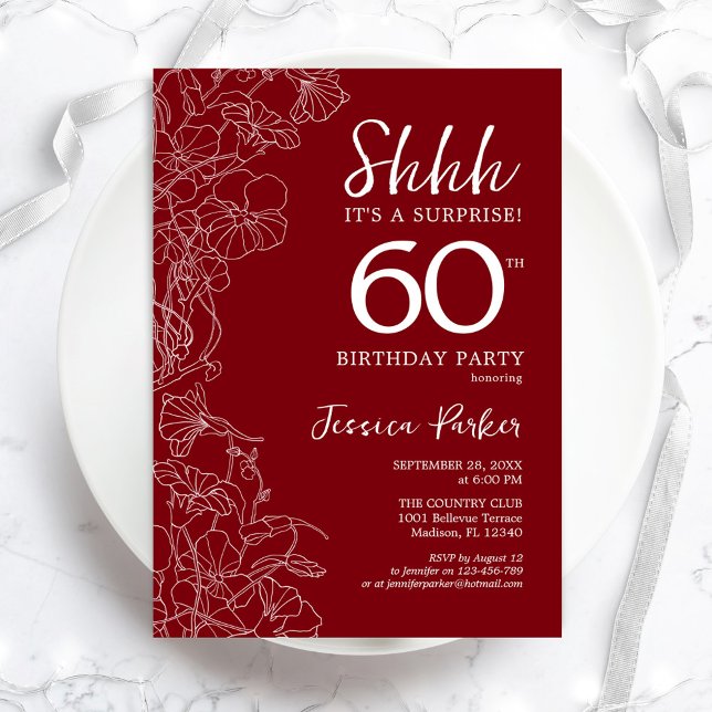 Invitation Red White Surprise 60e anniversaire (Créateur téléchargé)