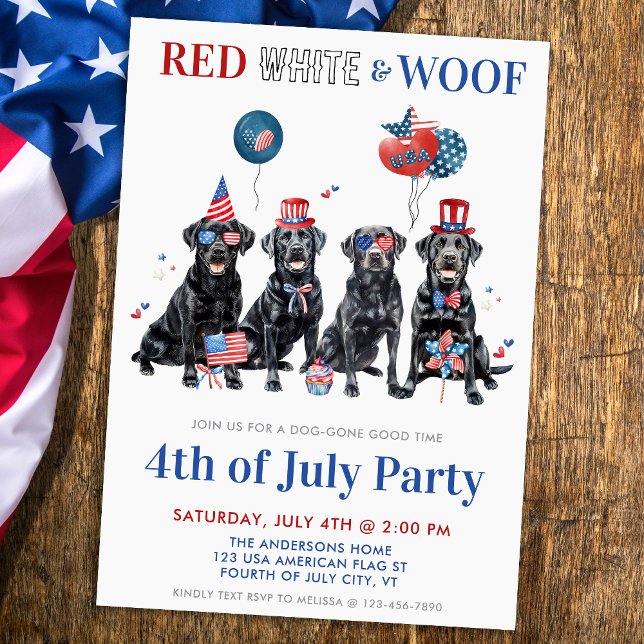 Invitation Red White & Woof Patriotic Dogs 4 juillet (Créateur téléchargé)