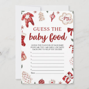 Invitation Red Winter Christmas Guess the Baby Food Game