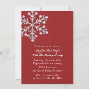 Invitation Red Winter Crystal Sweet Anniversaire Fête Invitat