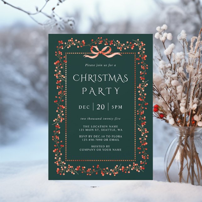 Invitation Red Winterberry Frère de Noël Vert (Créateur téléchargé)