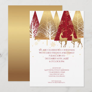 Invitation Red Woodland Deer