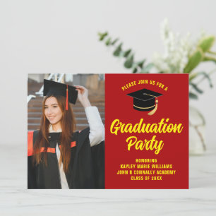 Invitation Red Yellow Graduate Photo 2025 Graduation Party
