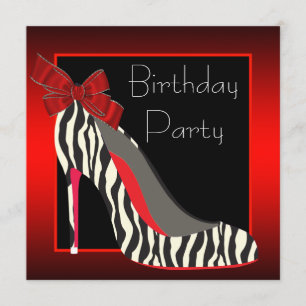 Invitation Red Zebra High Heel Chaussures Red Zebra Anniversa
