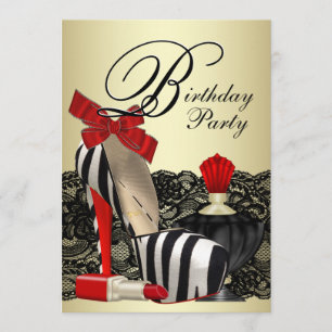 Invitation Red Zebra High Heel Chaussures Red Zebra Party