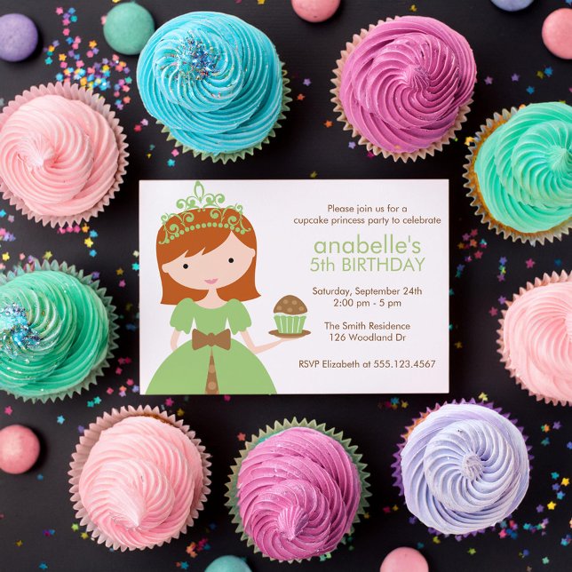 Invitation Redhead Cupcake Princess Anniversaire (Créateur téléchargé)