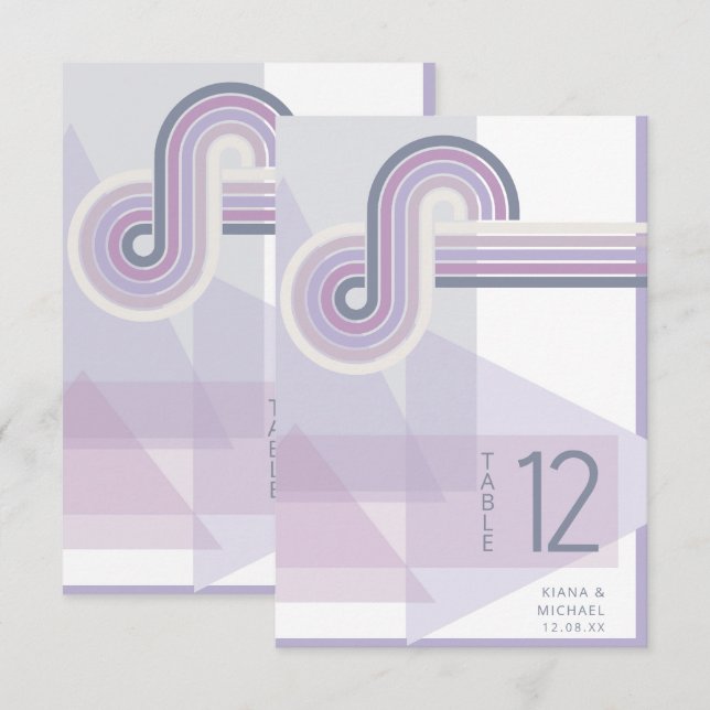 Invitation Refined Lines Geometric Wedding Violet ID983 (Devant / Derrière)