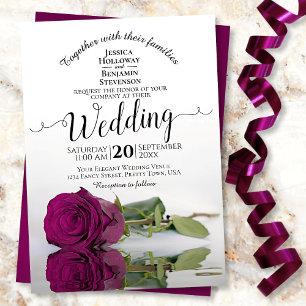 Invitation Reflet Cassis Purple Rose Mariage élégant