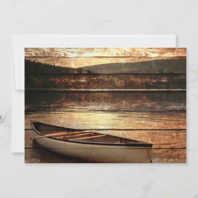 Invitation Reflet de grain de bois primitif Maison du lac Can (Devant)