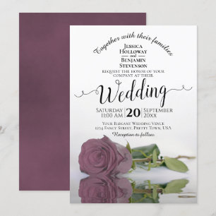 Invitation Reflet Mauve Rose Rose Élégant Mariage