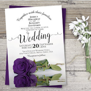 Invitation Reflet Rose violet Élégant Mariage romantique