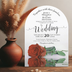 Invitation Reflet rouille Orange Rose Élégant Mariage d'arc