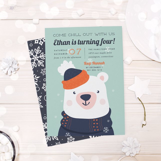 Invitation Refroidissement | Jour d'anniversaire de l'ours po (Créateur téléchargé)