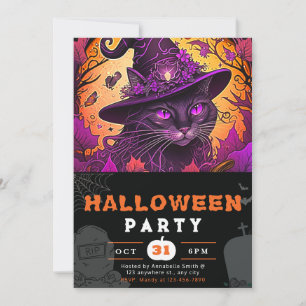 Invitation Regal Black Chat sorcières Casquette Black Hallowe