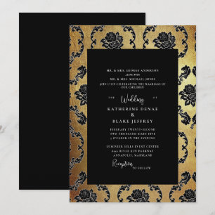 Invitation Regal Black & Gold Elegant Les deux parents Mariag
