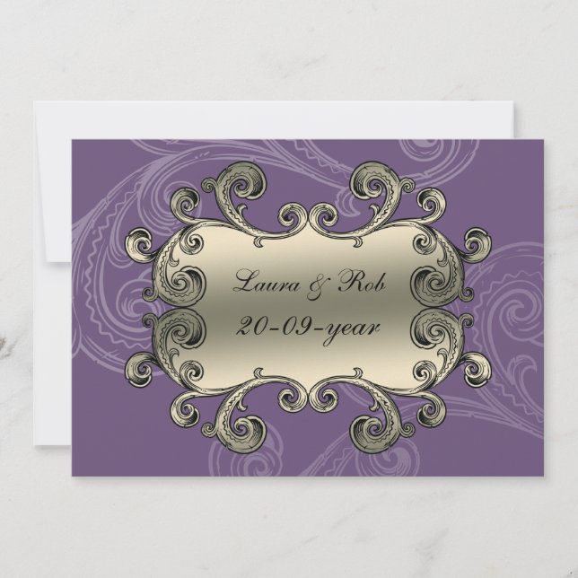 Invitation regal fleurit violet merci (Devant)