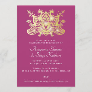 Invitation Regal Golden Indian Engagement Party