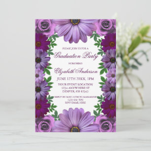 Invitation Regal Purple Floral Graduation Party