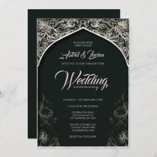 Invitation Regal Silver Flourdissant Chasseur Vert Mariage