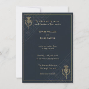 Invitation Regal Thistle & Tartan Mariage écossais