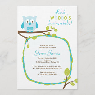 Invitation Regardez les whooo ayant un baby shower de hibou