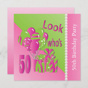 Invitation Regardez qui a 50 ans en rose - 50 ans d'invitatio